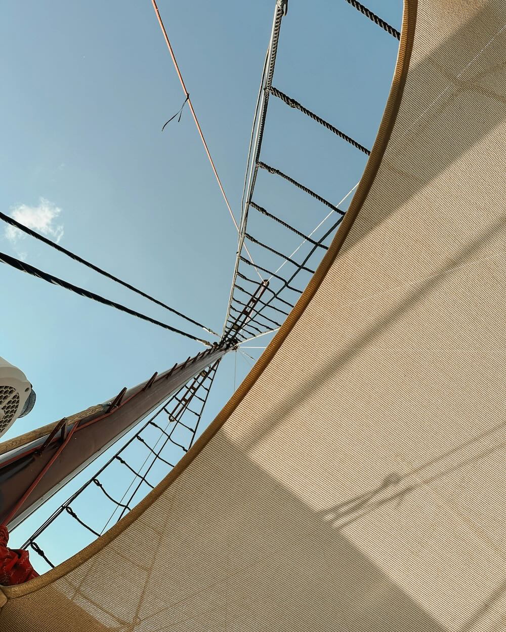 View of a yacht mast from below 